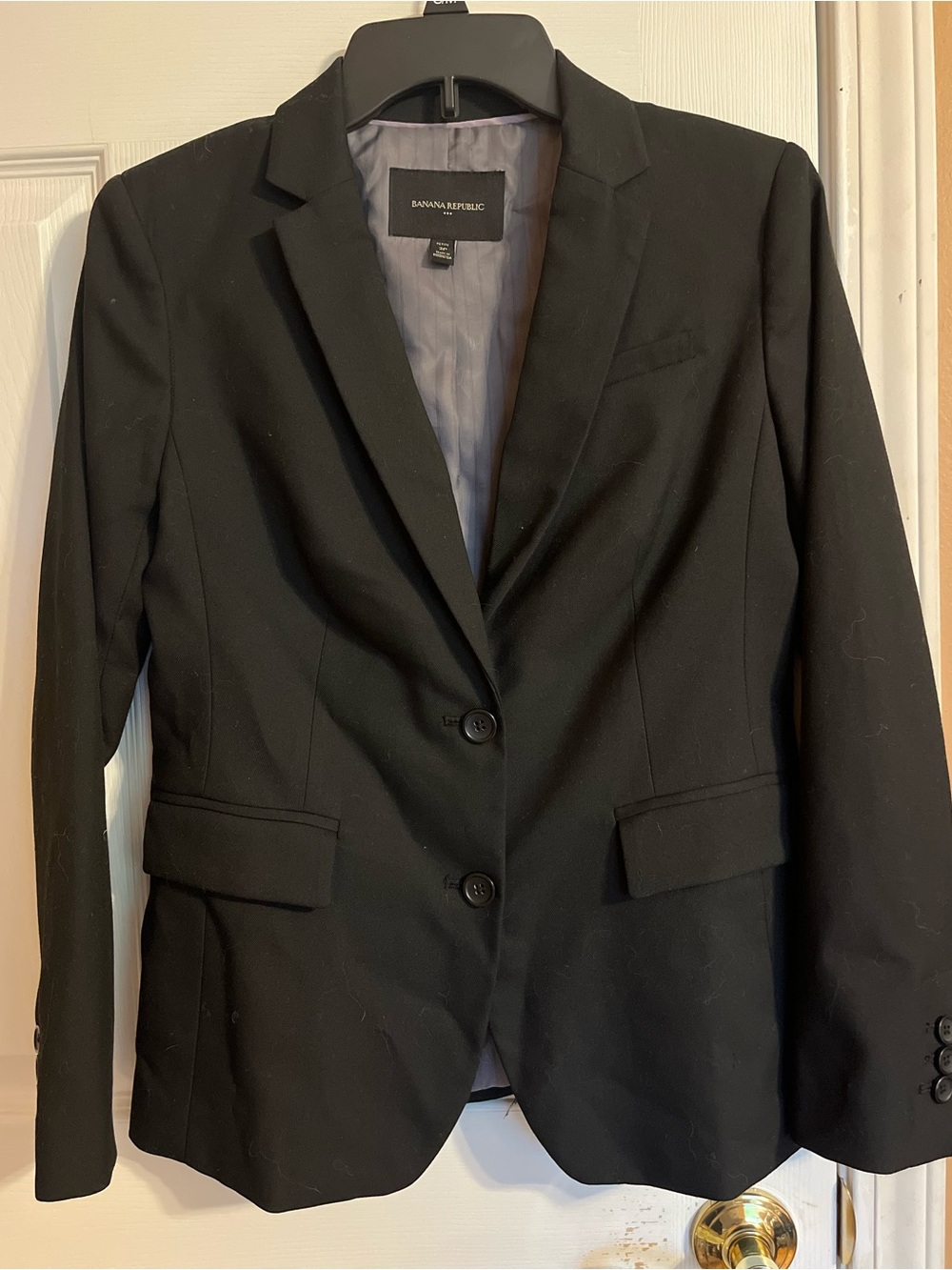 Banana Republic Black Women's Two-Button Tailored Blazer Lined size 2 Petite
